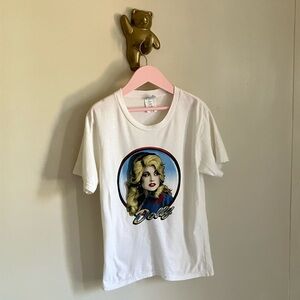 Dolly Parton White Graphic Cotton T-Shirt